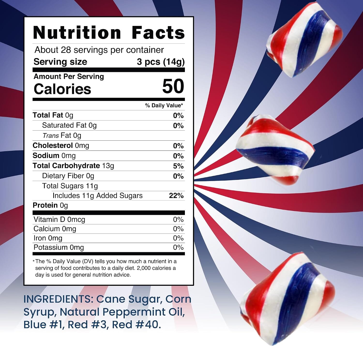 Snackathon Peppermint Twists Hard Candy, Patriotic Red, White & Blue Twists Snackathon 