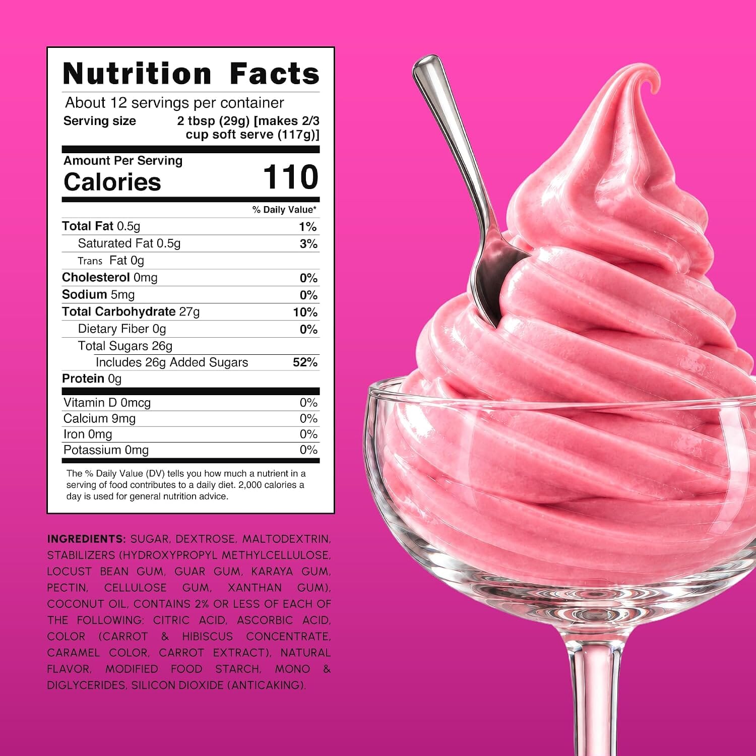 Snackathon Raspberry Soft Serve Ice Cream Mix, Dairy Free Gluten Free Powder Mix Snackathon 