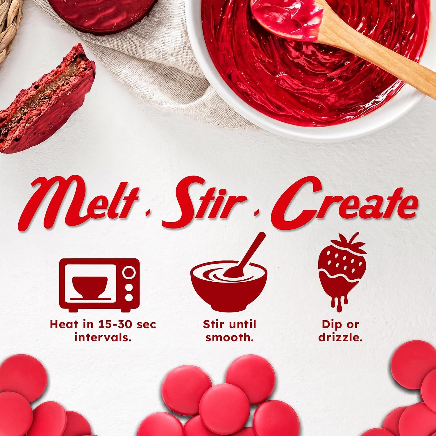 Snackathon Red Melting Wafers, Red Compound Chocolate Candy Melts for Desserts Snackathon 