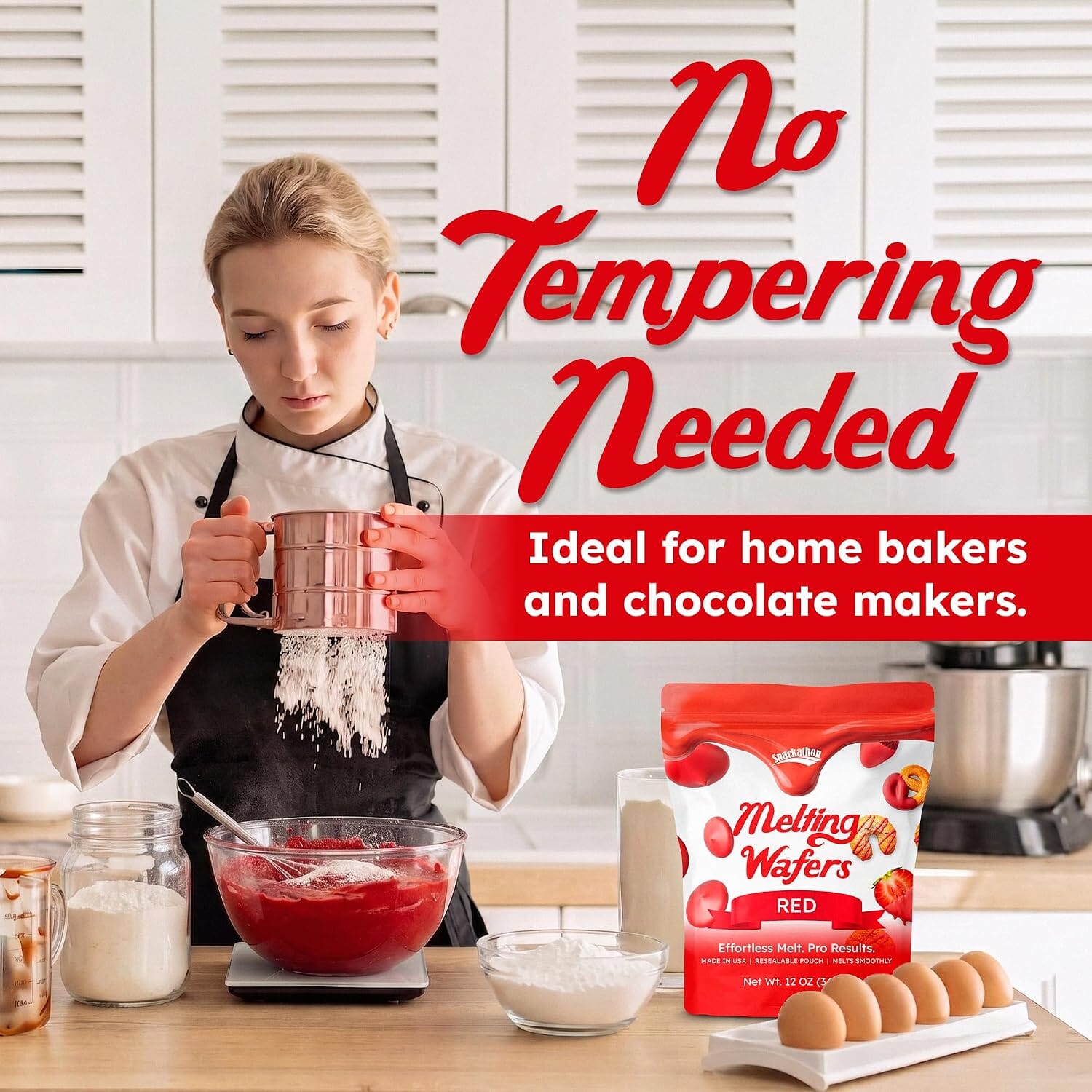 Snackathon Red Melting Wafers, Red Compound Chocolate Candy Melts for Desserts Snackathon 
