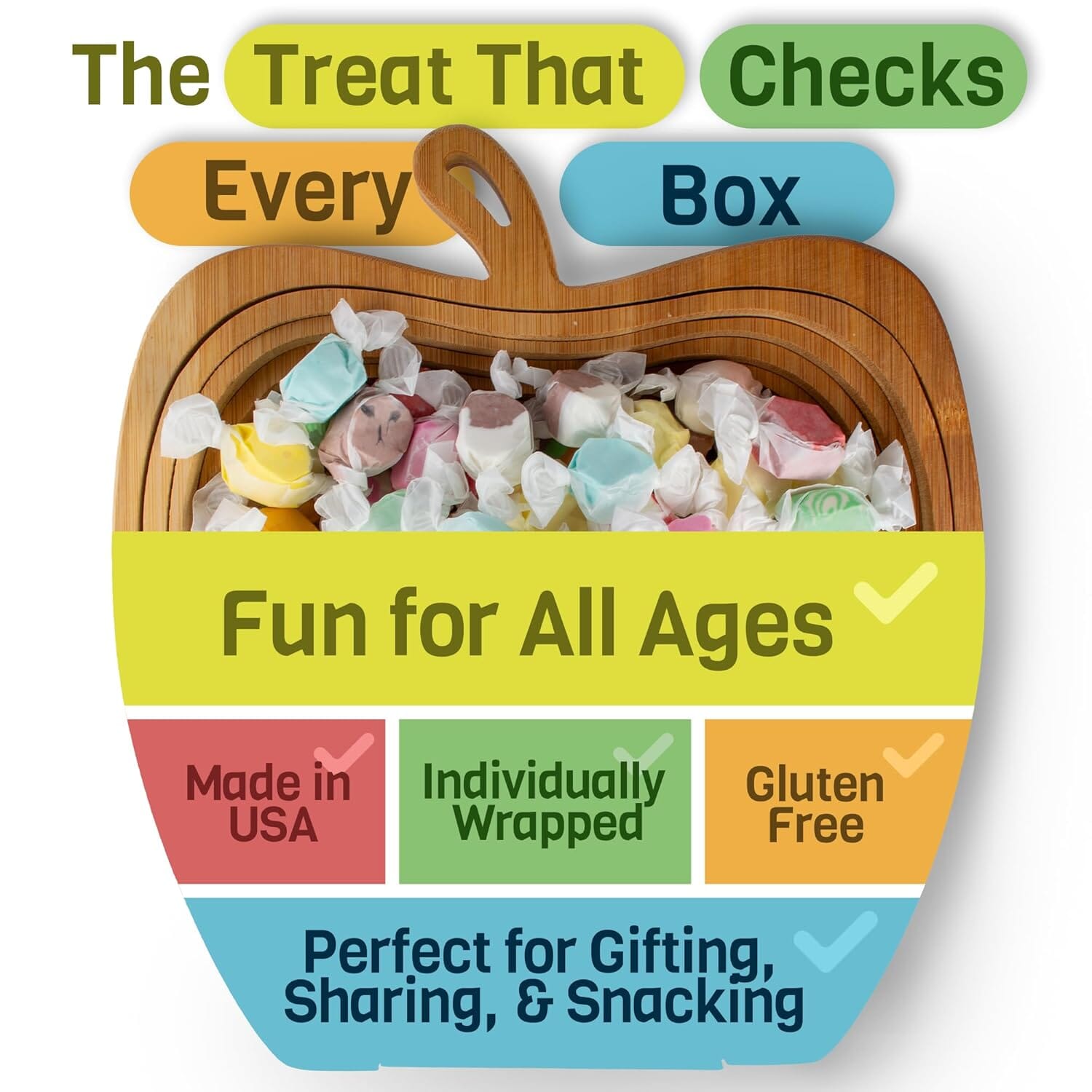 Snackathon Salt Water Taffy Assorted Mix – Flavor Variety, Bulk 2 LB Family Size, Soft & Chewy Gourmet Candy, Individually Wrapped Pieces Snackathon 