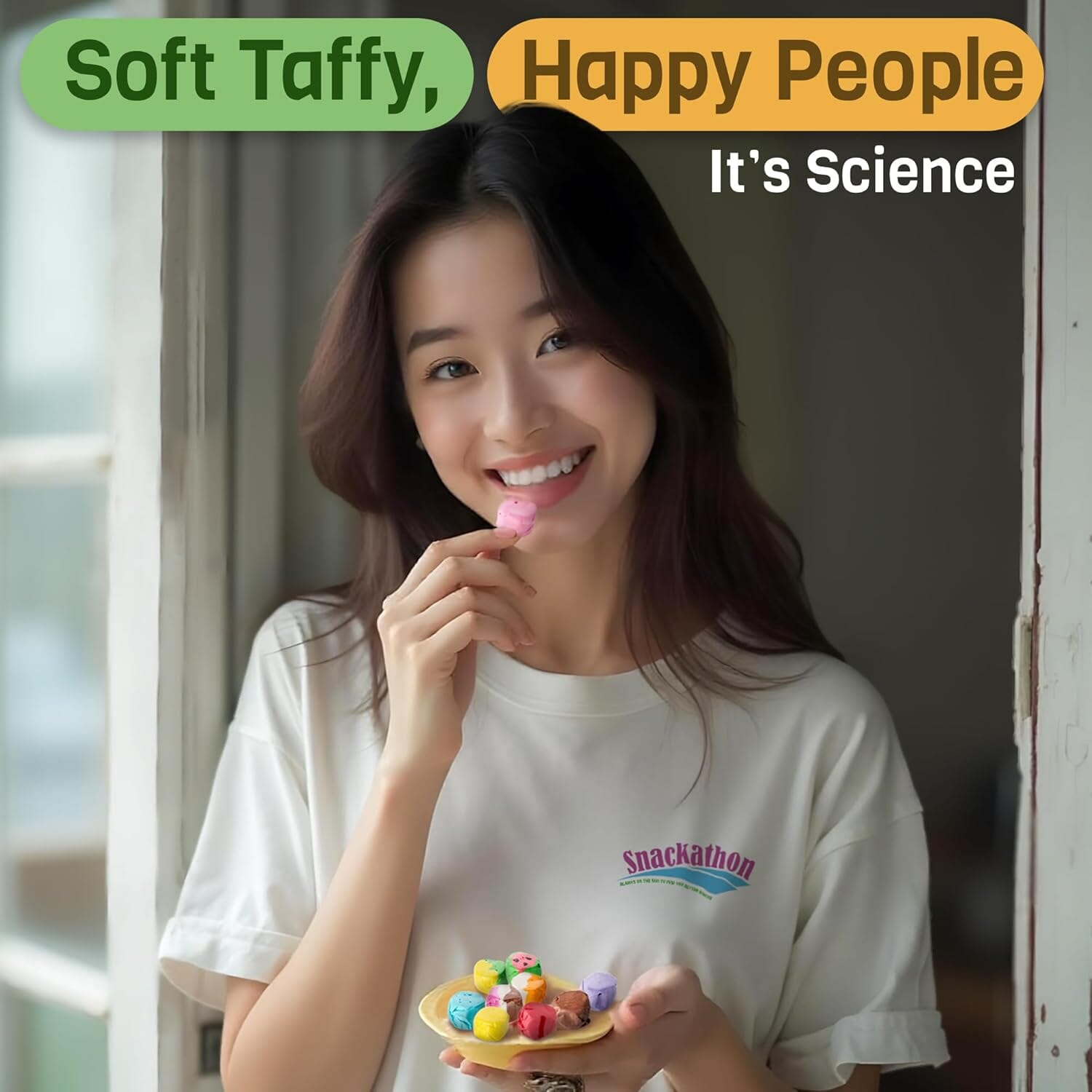 Snackathon Salt Water Taffy Assorted Mix – Flavor Variety, Bulk 2 LB Family Size, Soft & Chewy Gourmet Candy, Individually Wrapped Pieces Snackathon 