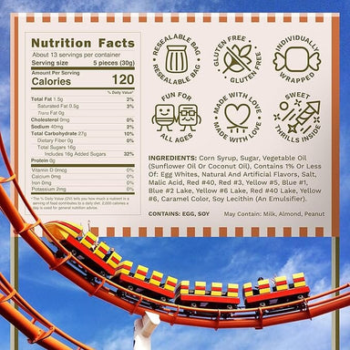 Snackathon Salt Water Taffy Assorted Mix – Roller Chewster Edition, 10-Flavor Carnival Variety, Individually Wrapped Soft & Chewy Gourmet Candy, Unique 15 oz Funfair-Themed Bag for Gifting Snackathon 