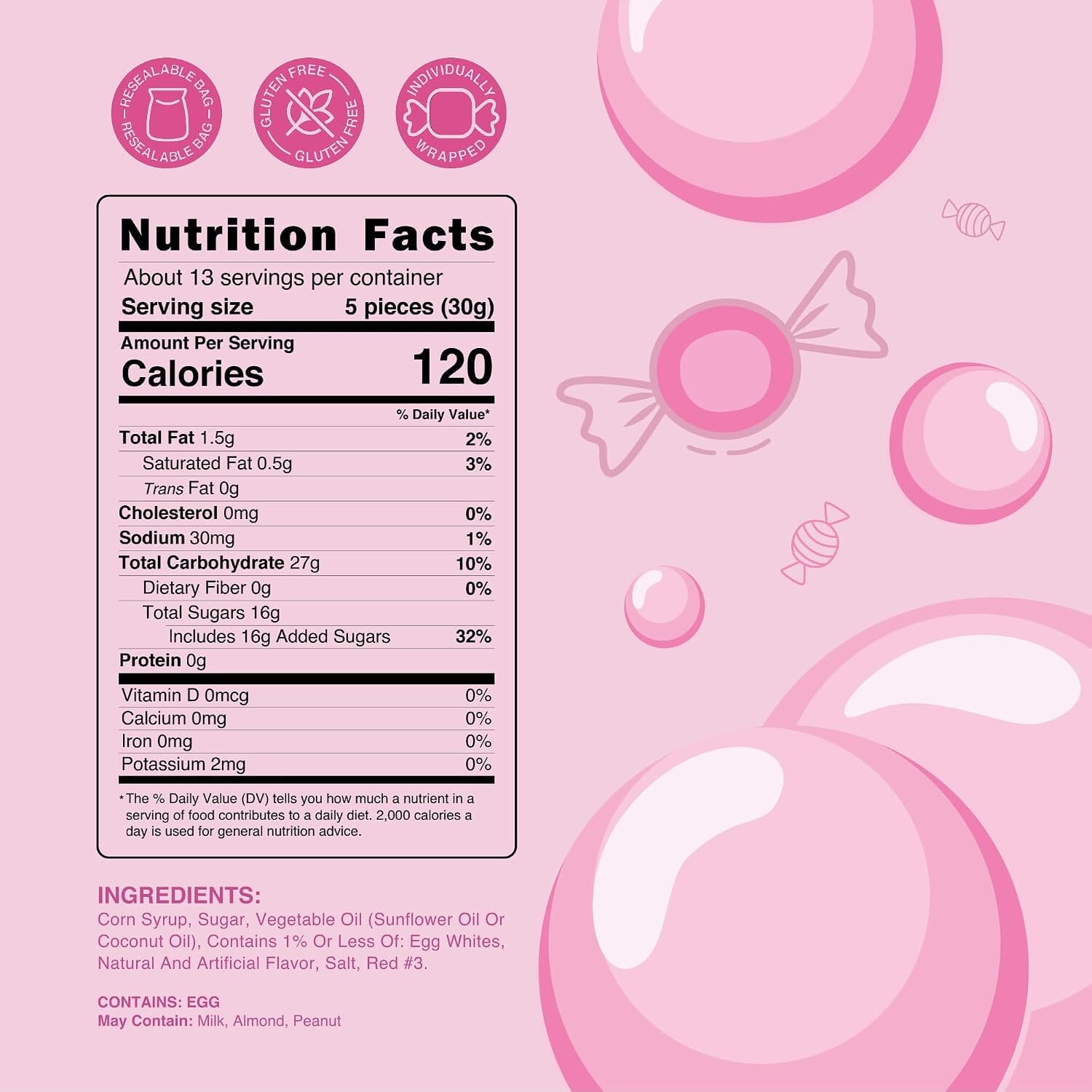 Snackathon Salt Water Taffy Single Flavor, Bubble Gum, 15 Ounce Snackathon 