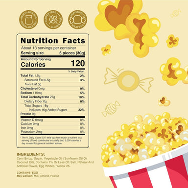 Snackathon Salt Water Taffy Single Flavor, Buttered Popcorn, Bulk Individually Wrapped Gourmet Candy, Soft & Chewy Sweet Treats, 15 oz Resealable Bag Snackathon 