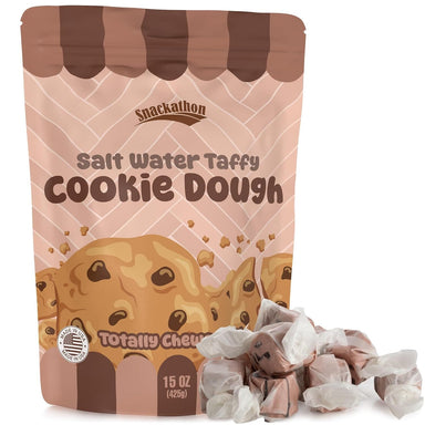 Snackathon Salt Water Taffy Single Flavor, Cookie Dough, Bulk Individually Wrapped Gourmet Candy, Soft & Chewy Sweet Treats, 15 oz Resealable Bag Snackathon 