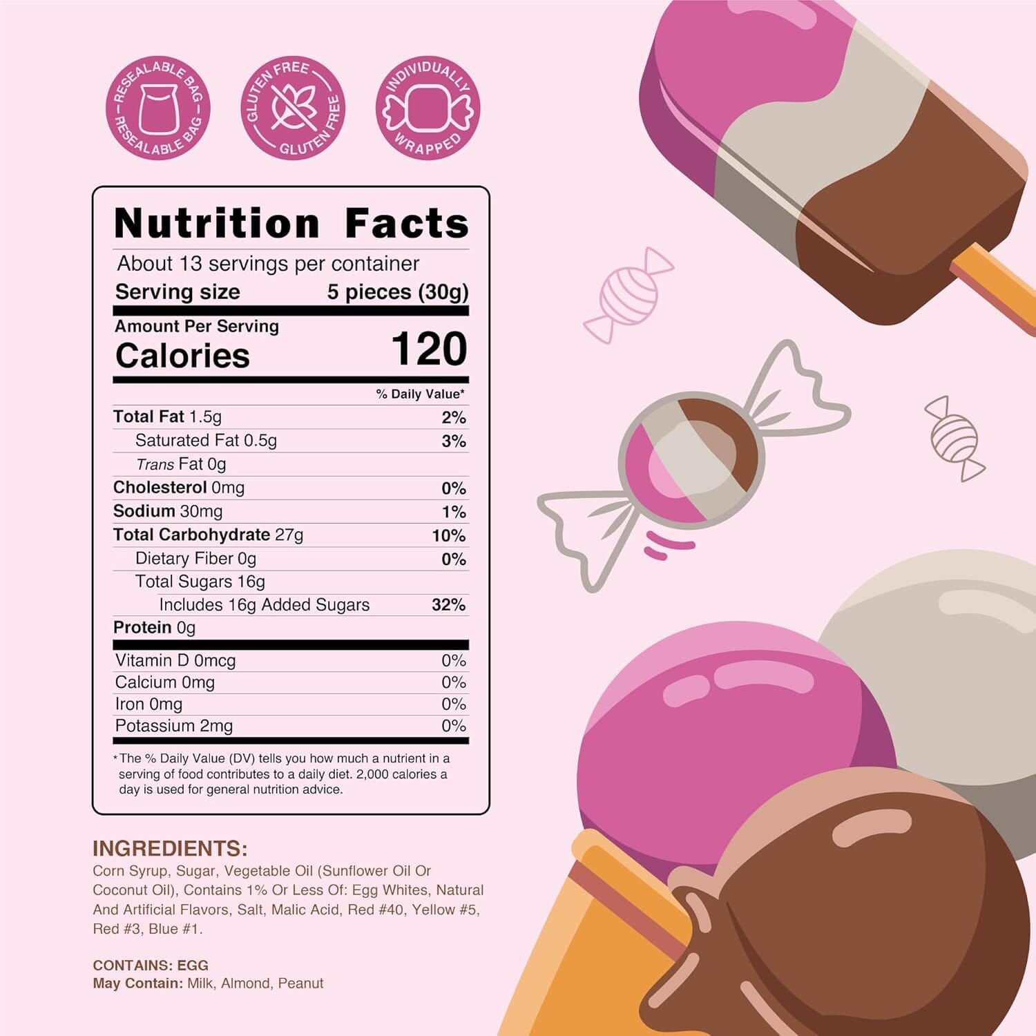 Snackathon Salt Water Taffy Single Flavor, Neapolitan, Bulk Individually Wrapped Gourmet Candy, Soft & Chewy Sweet Treats, 15 oz Resealable Bag Snackathon 