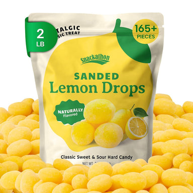 Snackathon Sanded Lemon Drops Hard Candy, Naturally Flavored Snackathon Lemon 2 Pound 