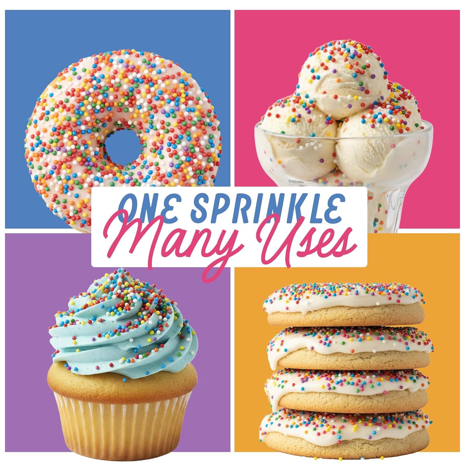 Snackathon Sprinkles for Baking & Decorating, Rainbow Nonpareils, 2.2 LB Bulk Resealable Bag Snackathon Foods 