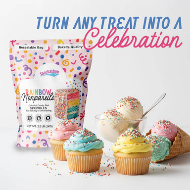 Snackathon Sprinkles for Baking & Decorating, Rainbow Nonpareils, 7 OZ Resealable Bag Snackathon Foods 