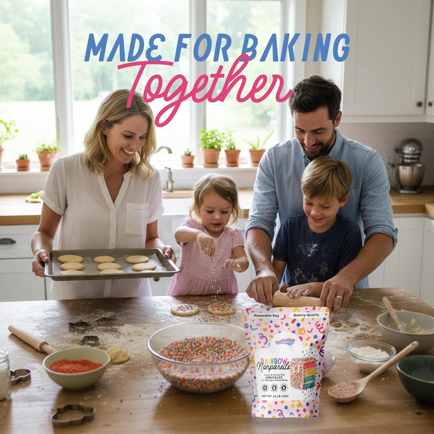 Snackathon Sprinkles for Baking & Decorating, Rainbow Nonpareils, 7 OZ Resealable Bag Snackathon Foods 