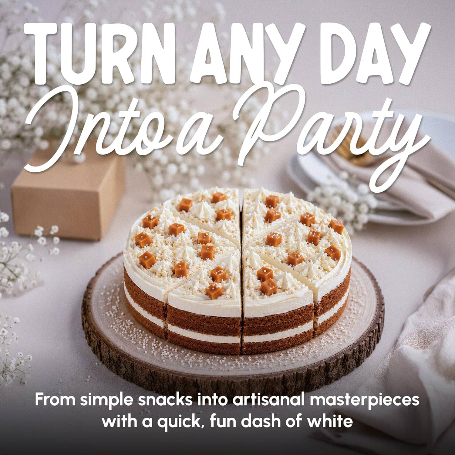 Snackathon Sprinkles for Baking & Decorating, White Nonpareils, Resealable Bag, Bulk White Sugar Dot Sprinkles for Cakes, Ice Cream, Cupcakes, Cake Pops & Dessert Toppings Snackathon 