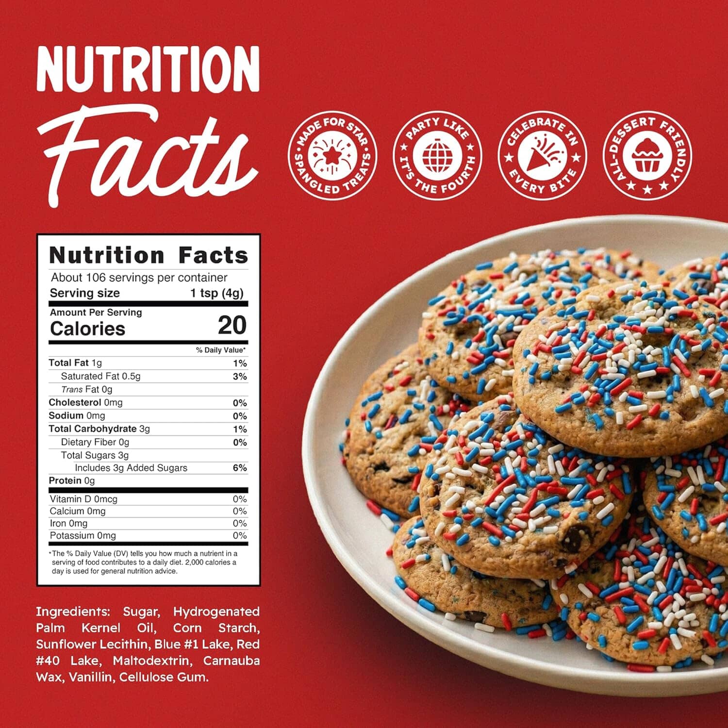 Snackathon Sprinkles – Patriotic Sprinkles Jimmies, 15 Oz Snackathon 