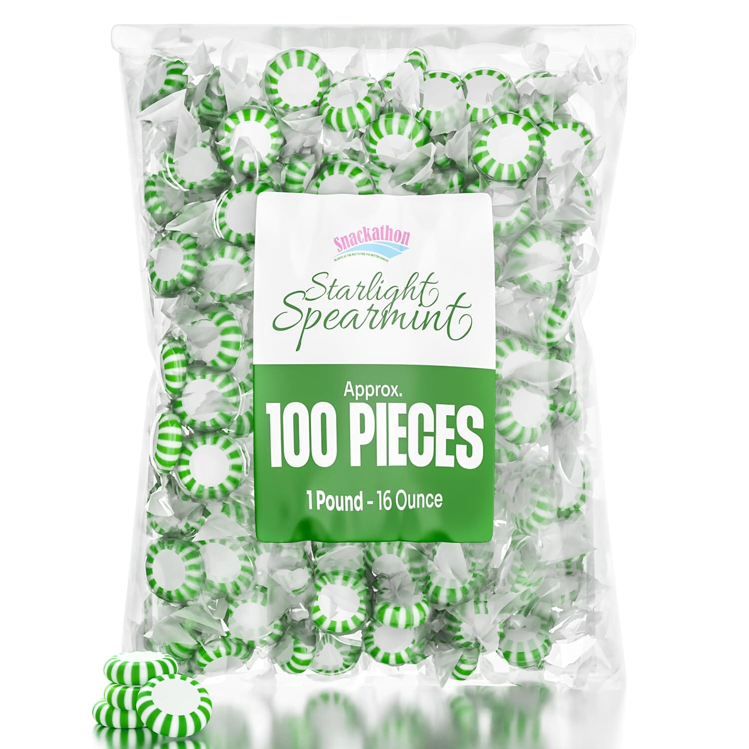 Snackathon Starlight Spearmint Candy – Individually Wrapped Mints (1 Pound Bag) Snackathon 