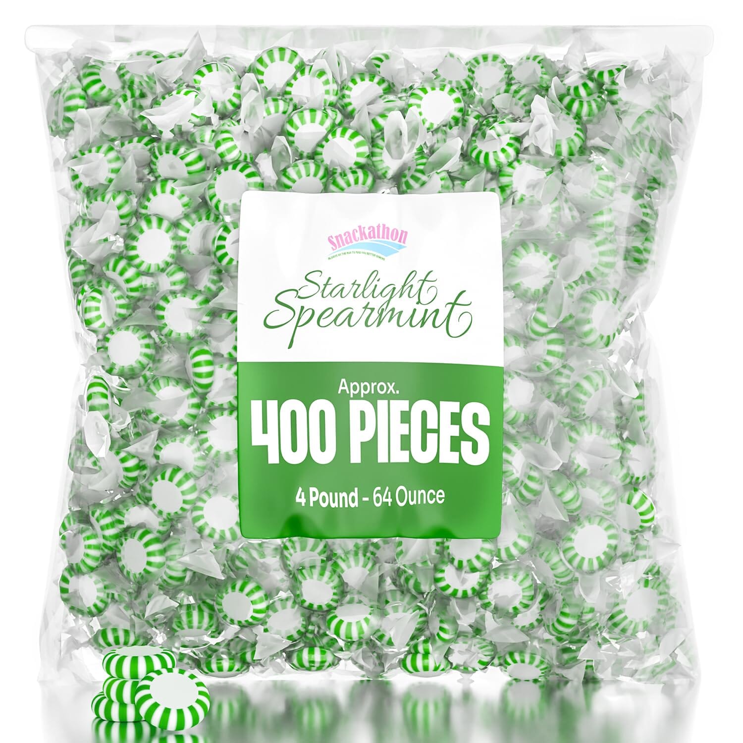 Snackathon Starlight Spearmint Candy – Individually Wrapped Mints (4 Pound Bag) Snackathon 