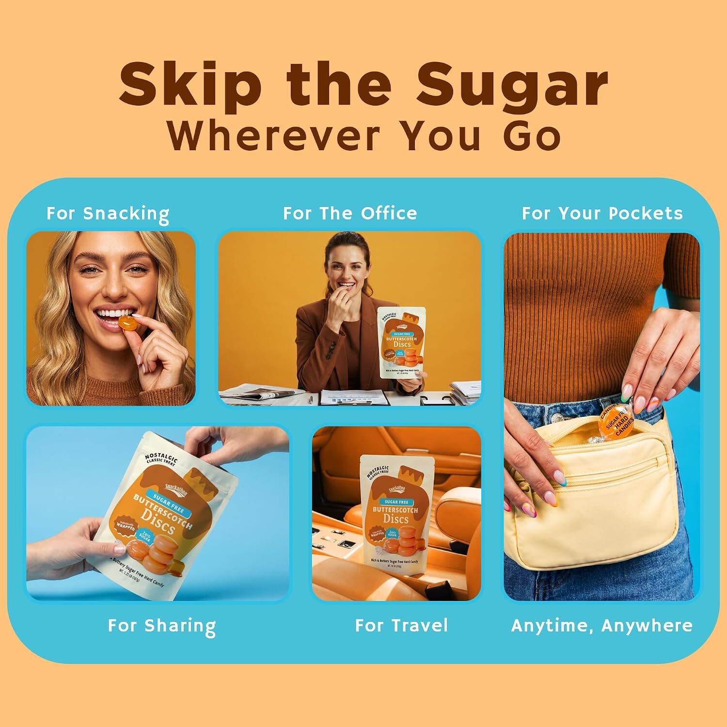 Snackathon Sugar Free Butterscotch Hard Candy, Individually Wrapped Snackathon 