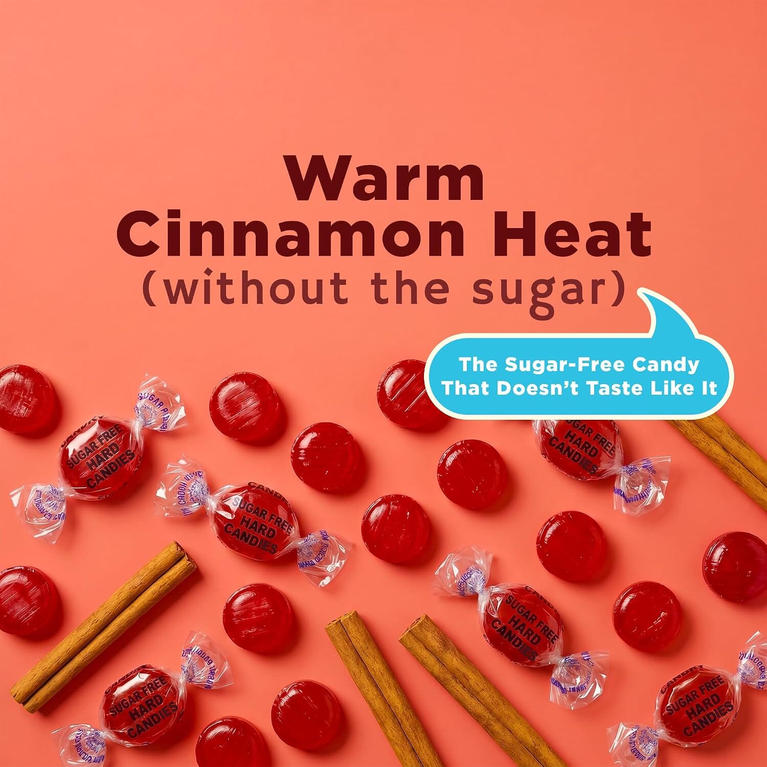 Snackathon Sugar Free Cinnamon Hard Candy Discs, Resealable Bag, Individually Wrapped, Zero Sugar, Old Fashioned Candy, Gluten Free, For Sharing & Gifting Snackathon 