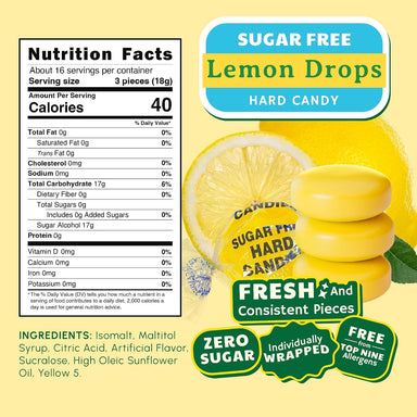 Snackathon Sugar Free Lemon Drops Hard Candy, Individually Wrapped Snackathon 