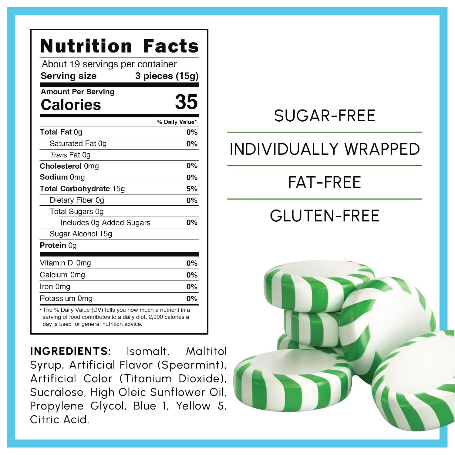 Snackathon Sugar Free Spearmint Starlight Mints Hard Candy Snackathon 