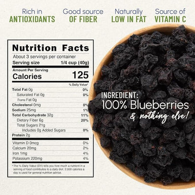Snackathon Unsweetened Dried Blueberries, 4 oz, No Sugar Added, Just 100% Sun-Dried California Whole Berries, All Natural, Non-GMO, No Oils, Resealable Bag, Dried Fruit for Baking & Snacking (Copy) Snackathon Foods 