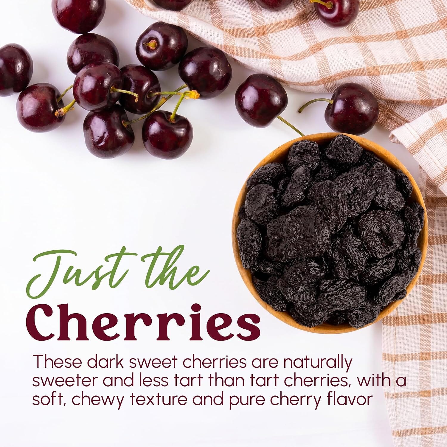 Snackathon Unsweetened Dried Dark Sweet Cherries, No Sugar Added Snackathon 