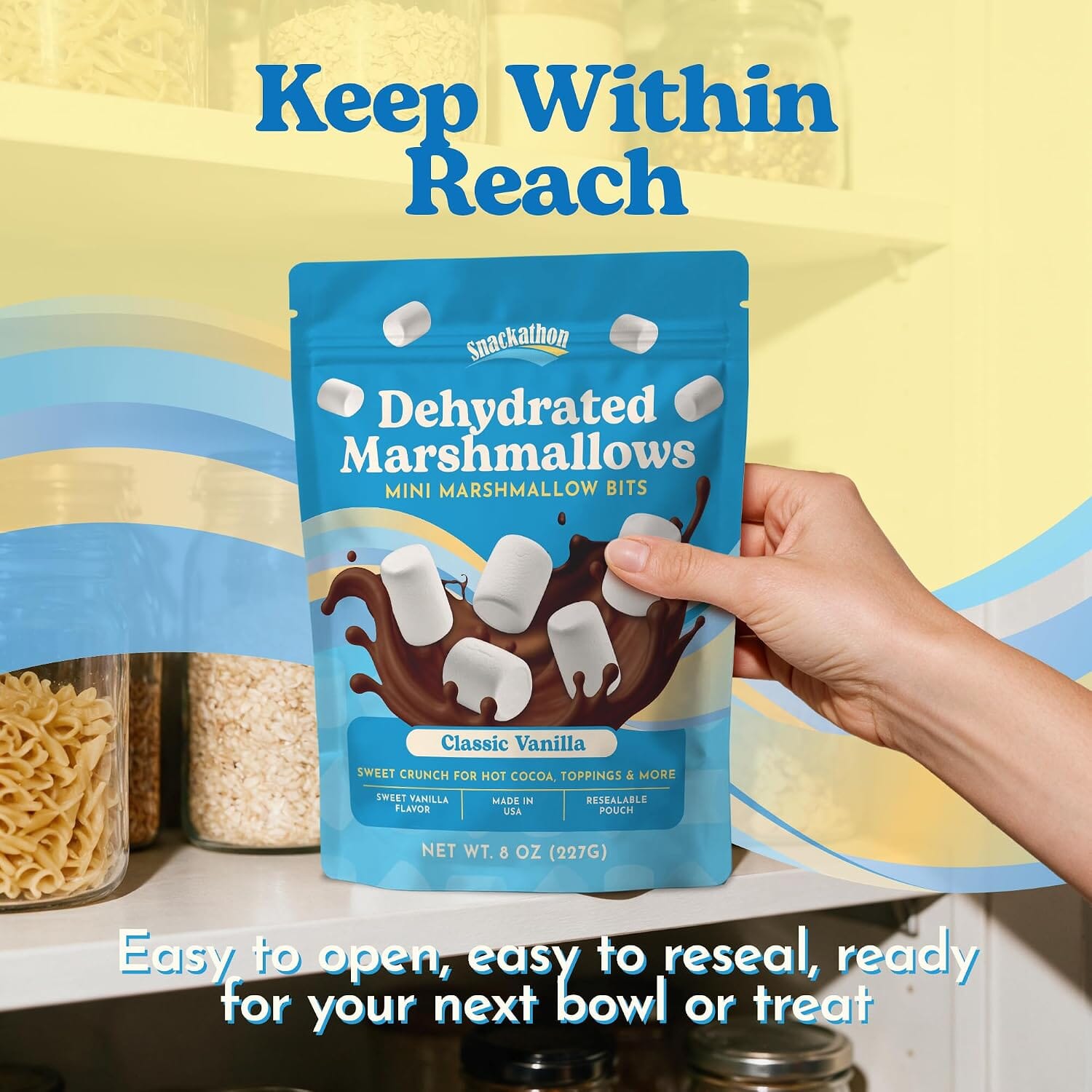 Snackathon Vanilla Mini Dehydrated Marshmallows – Crispy Marshmallow Bits for Hot Chocolate, Cereal & Baking Snackathon 