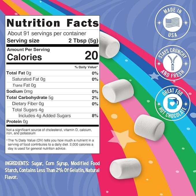 Snackathon Vanilla Mini Dehydrated Marshmallows – Crispy Marshmallow Bits for Hot Chocolate, Cereal & Baking Snackathon 