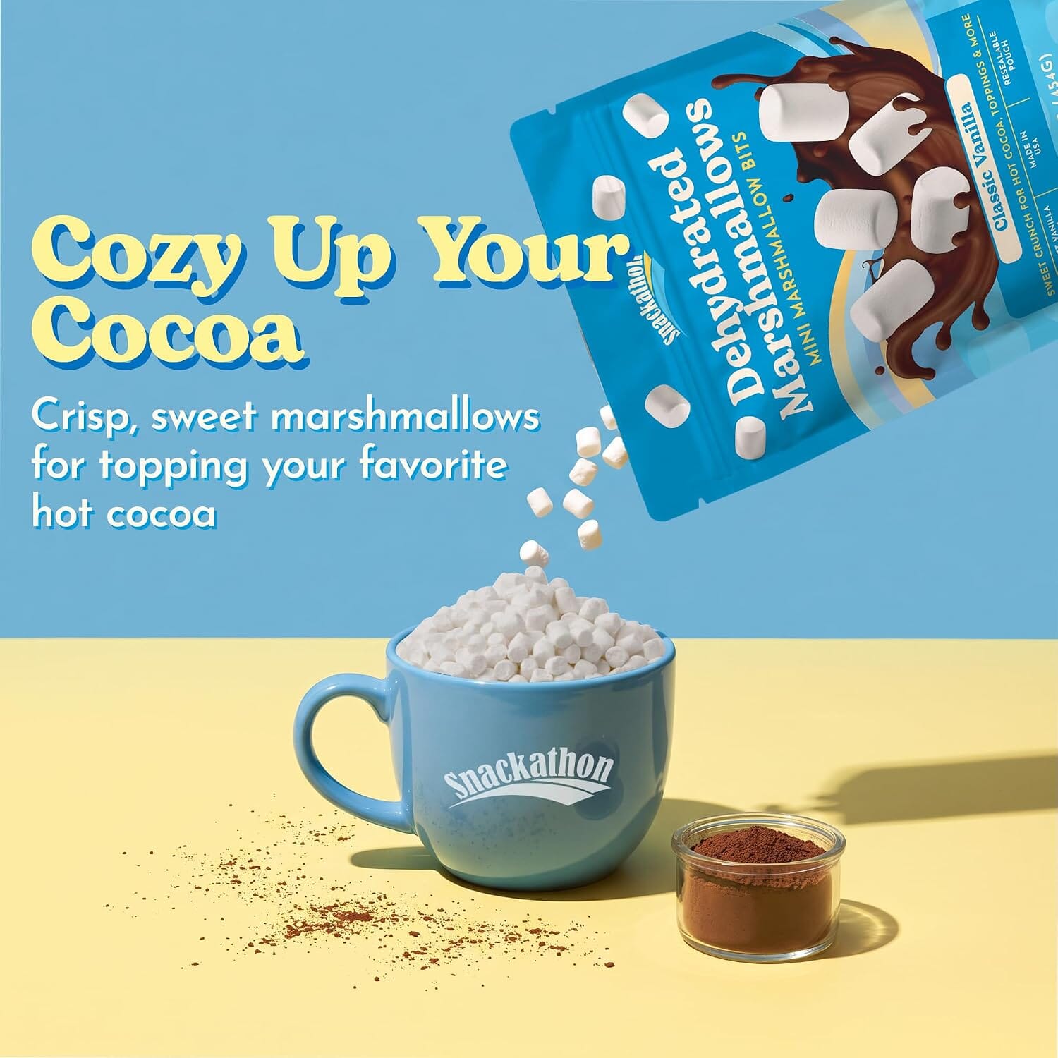 Snackathon Vanilla Mini Dehydrated Marshmallows, Crunchy White Mini Marshmallow Bits Snackathon 