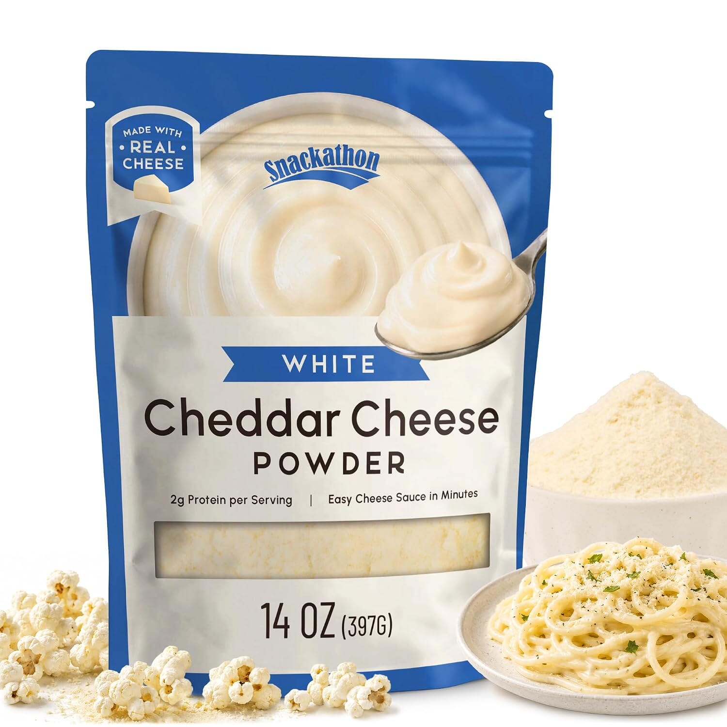 Snackathon White Cheddar Cheese Powder, Made with Real Cheese Snackathon White Cheddar 14 Ounce 