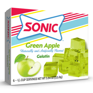 Sonic Green Apple Gelatin Mix, 6 Servings, 3.94 oz Cardboard Box Sonic Green Apple Single 