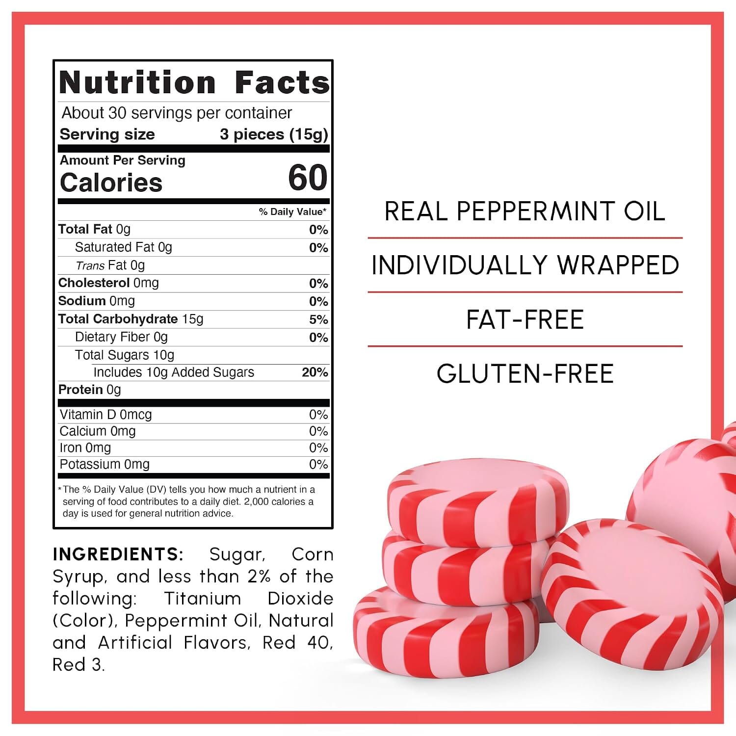 Starlight Peppermint Cinnamon Candy, Individually Wrapped, 1 Pound Snackathon 