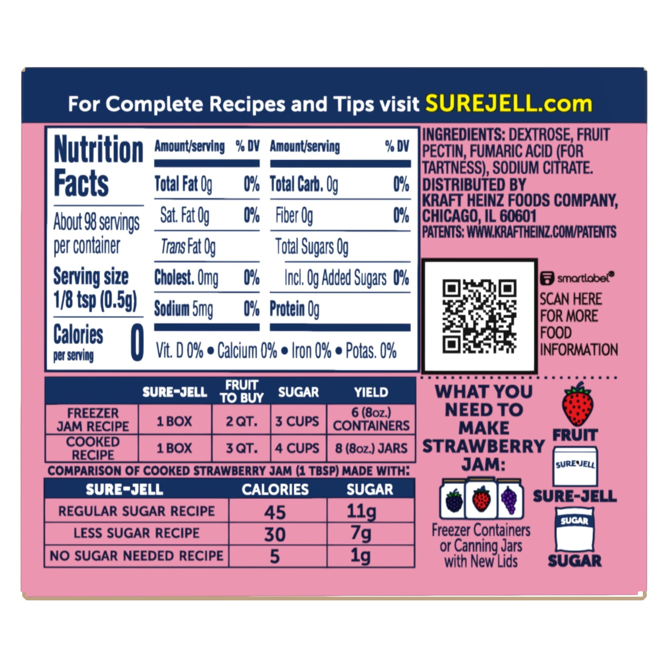 Sure-Jell Premium Fruit Pectin for Less or No Sugar Needed Recipes, 1.75 Ounce Sure-Jell 