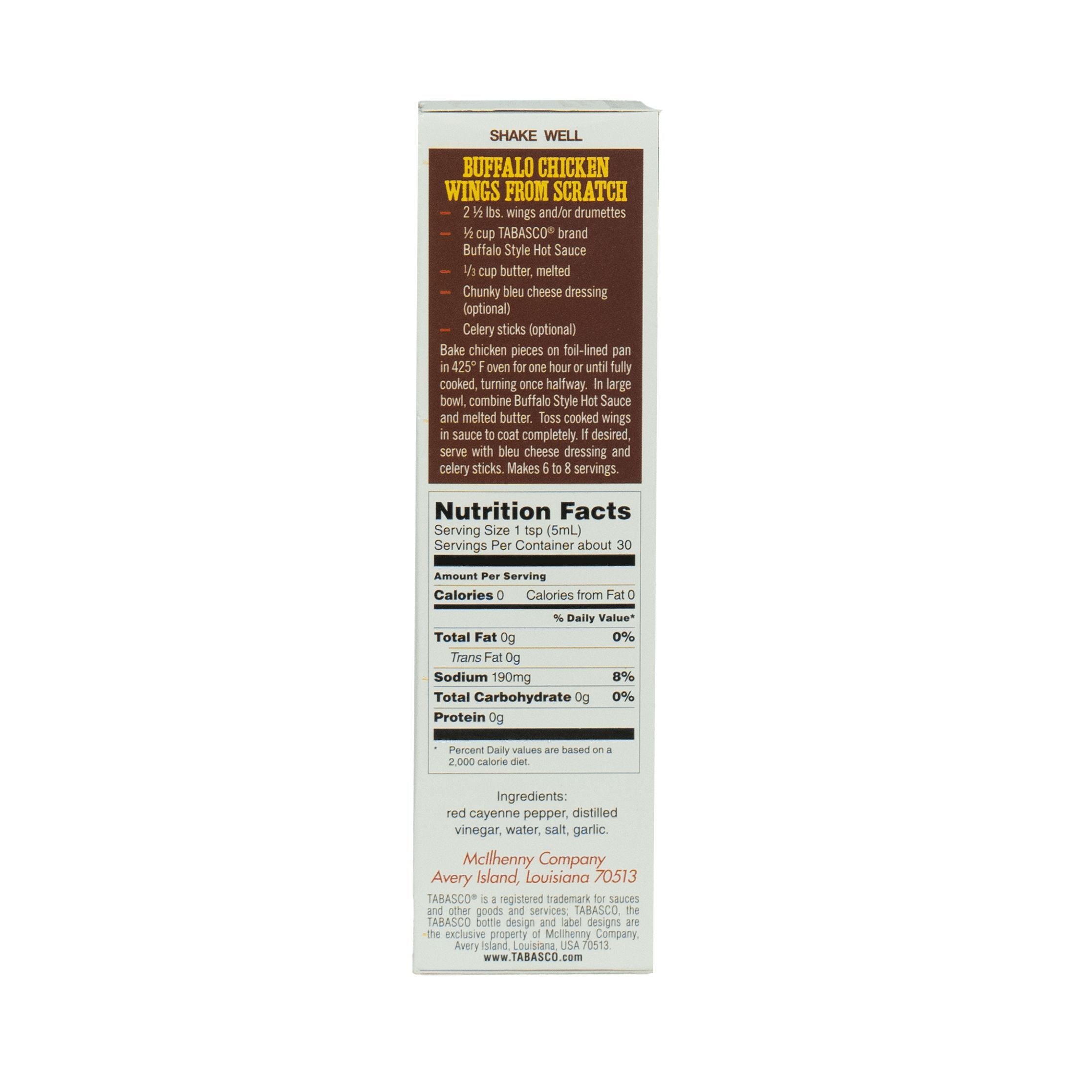 Tabasco Buffalo Style Hot Sauce, 5oz, Good for Wings, Fish Free, Shelf Stable, Liquids, Glass Bottle TABASCO 