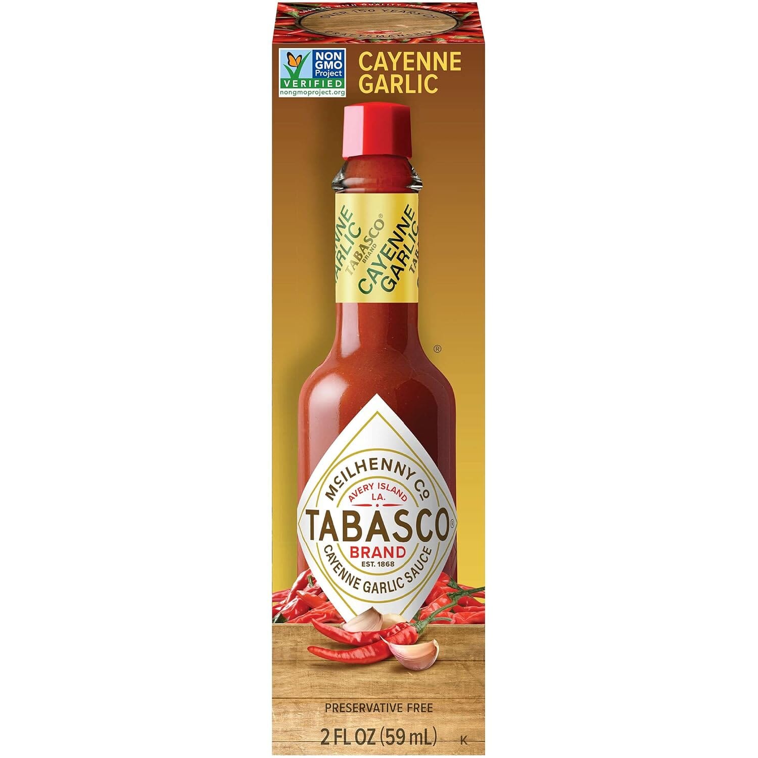 Tabasco Cayenne Garlic Pepper Sauce, 2 Fluid Ounce Pack of 1-10317860 Snackathon Foods 