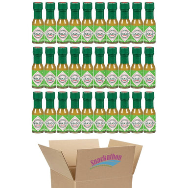 Tabasco Miniature Green Pepper Hot Sauce Bottles, 1/8 Ounce each, Pack of 30 Snackathon 