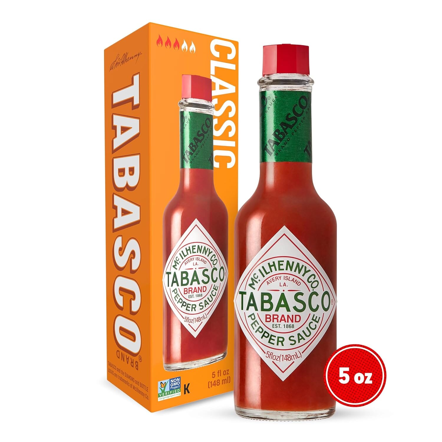 Tabasco Original Pepper Sauce in box, 5 Fluid Ounce Pack of 1-10294527 Snackathon Foods 