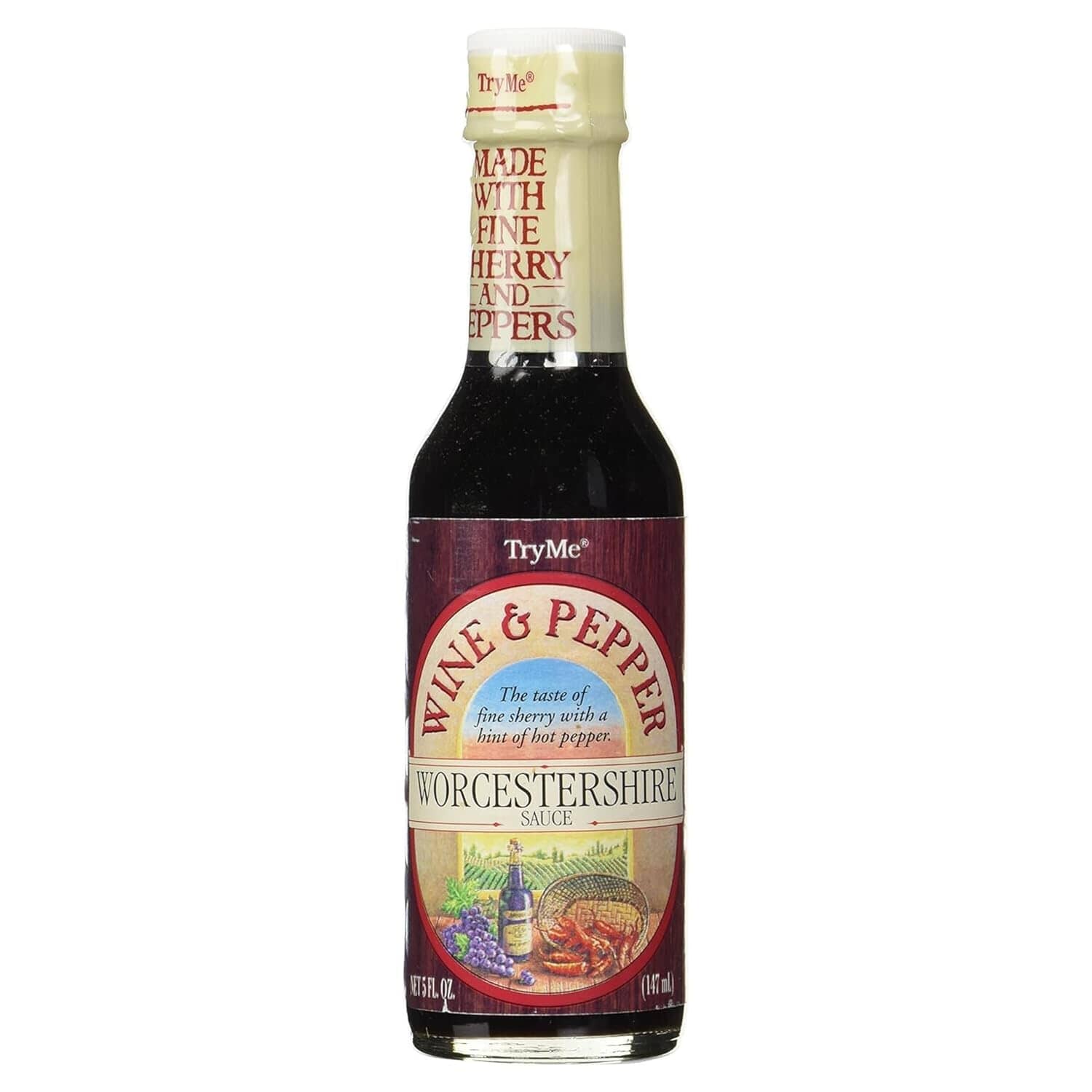 Try Me Wine and Pepper Worcestershire Sauce, 5oz Bottle (Pack of 1 or 6) Snackathon Foods Wine and Pepper Worcestershire 5 Ounce (Pack of 6) 