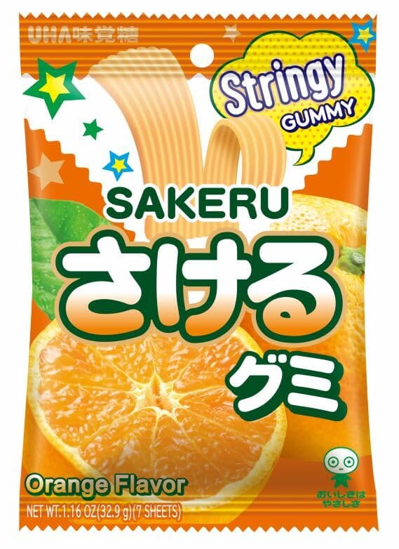 UHA Mikakuto Sakeru Gummy Candy – Peelable Fruit Gummies Made in Japan UHA Orange 