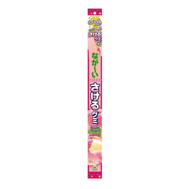 UHA Sakeru Long Stringy Gummy Candy – Soft, Chewy & Peelable Japanese Snack 1.16 oz UHA White Peach 