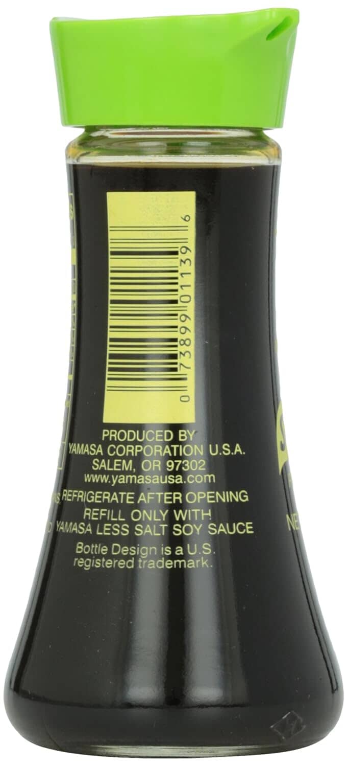 Yamasa Soy Sauce, Naturally Brewed Less Salt Low Sodium Preservative Free in Glass Dispenser, 5 fl oz (Pack of 1) Snackathon Foods 