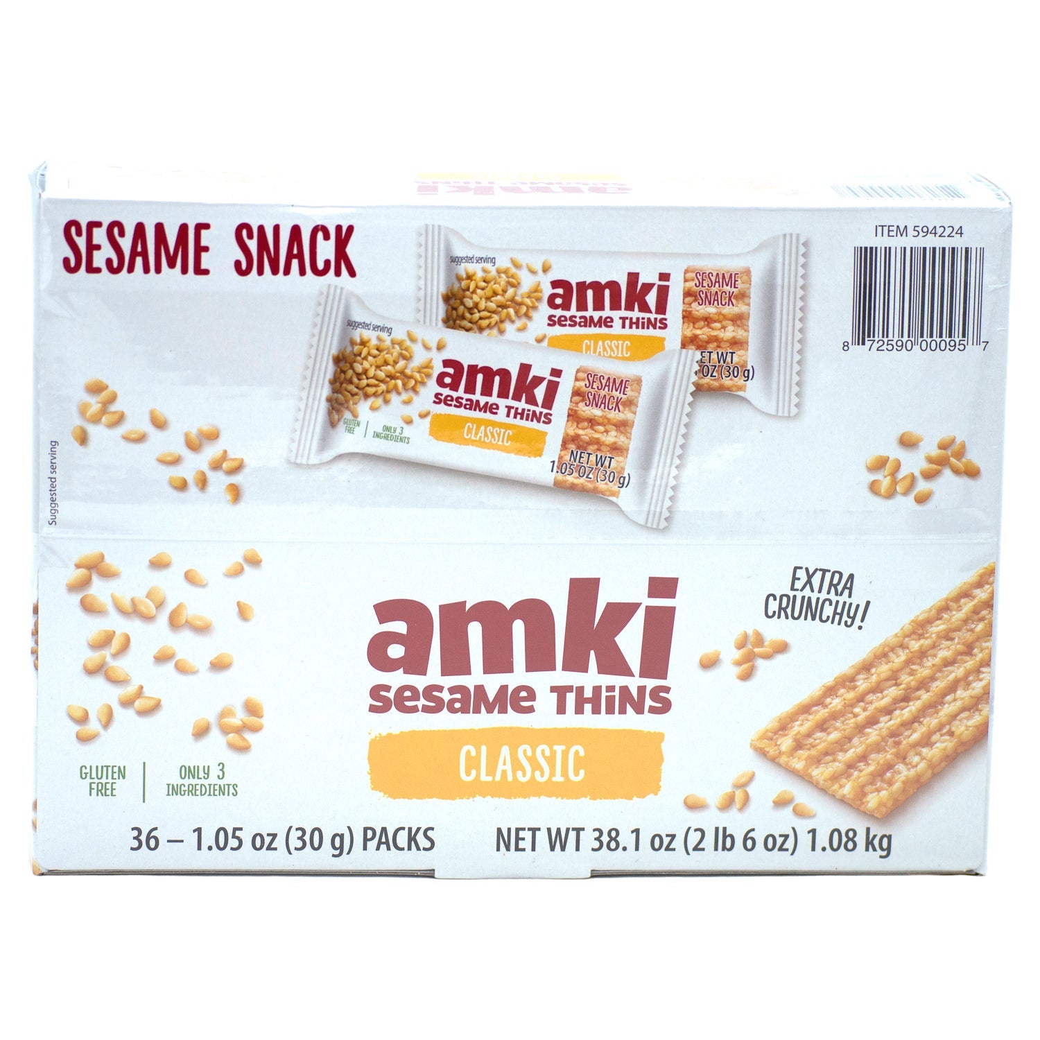 Amki Sensibly Sweet Sesame Thins Amki Classic 1.25 Oz-36 Count 