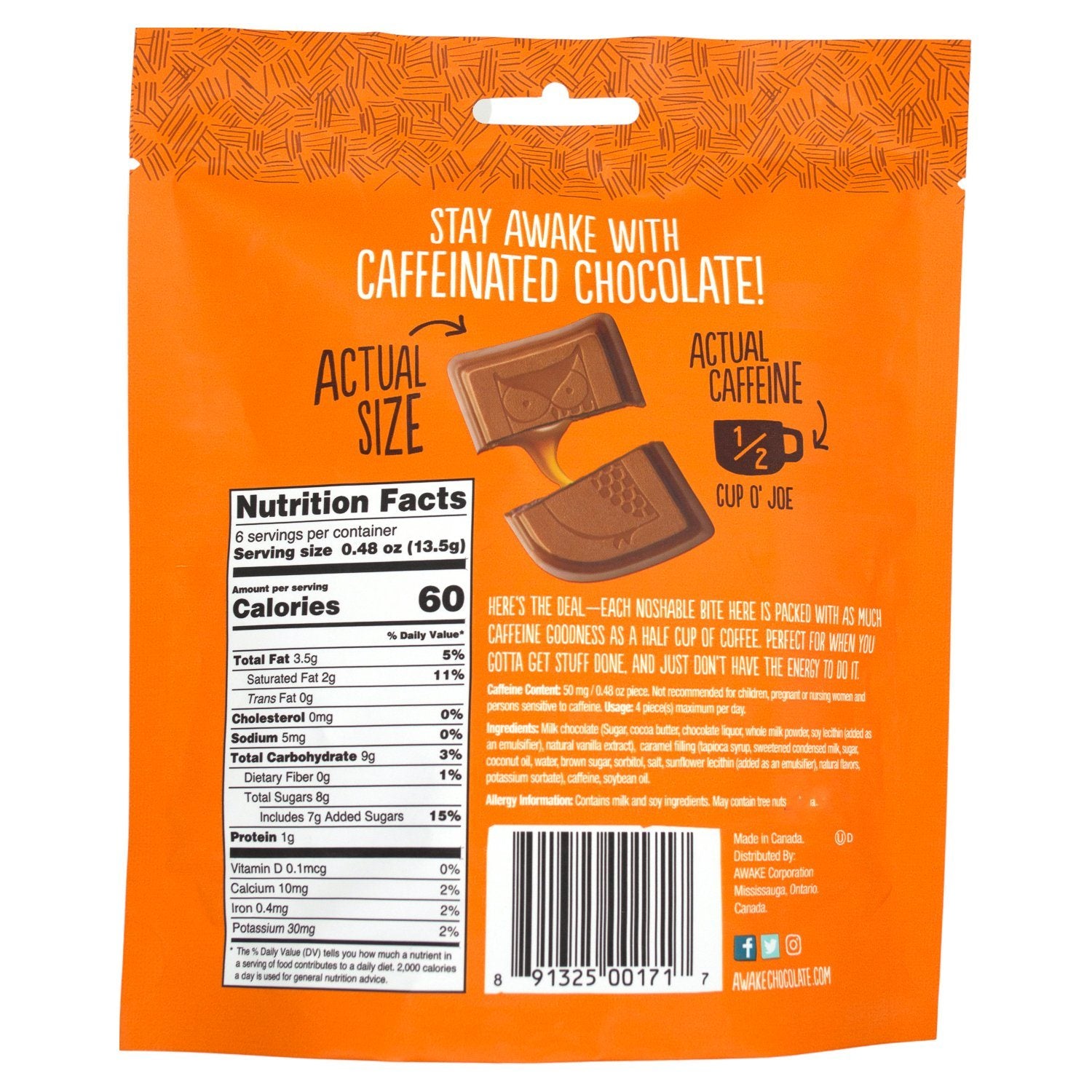 Awake Caffeinated Chocolate Energy Bites Meltable Awake Chocolate 