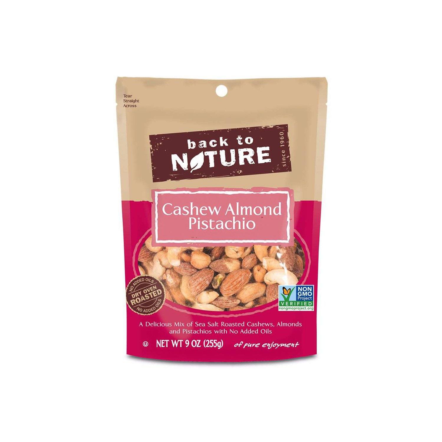 Back to Nature Nuts & Trail Mix Back to Nature Cashew Almond Pistachio 9 Ounce 