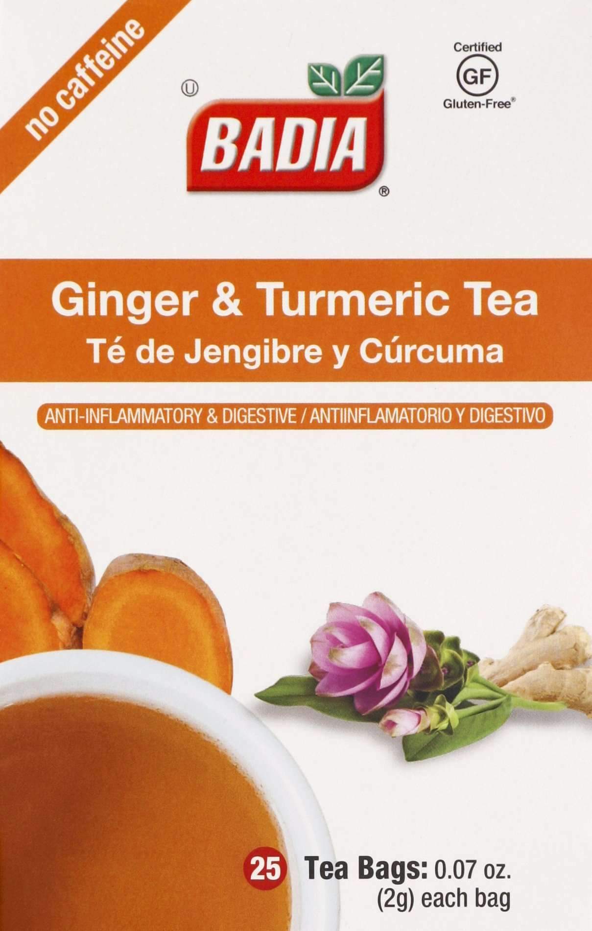 Badia Tea Bags Badia Ginger & Turmeric 25 Count Box 