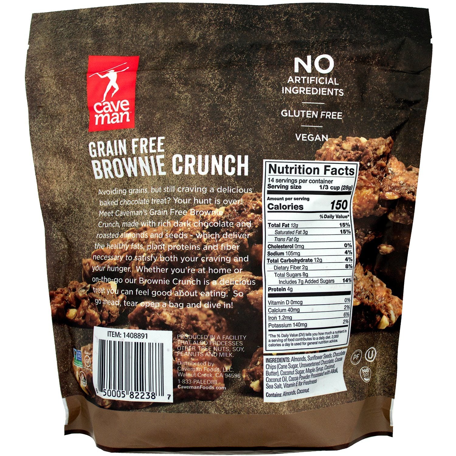 Caveman Grain Free Brownie Crunch Caveman Foods 