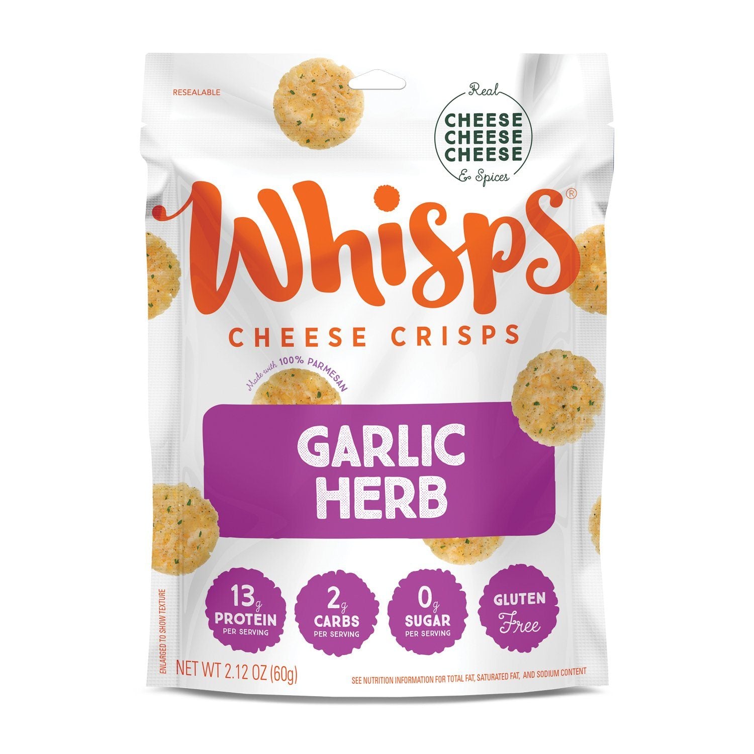 Cello Whisps Cheese Crisps Cello Garlic Herb 2.12 Ounce 