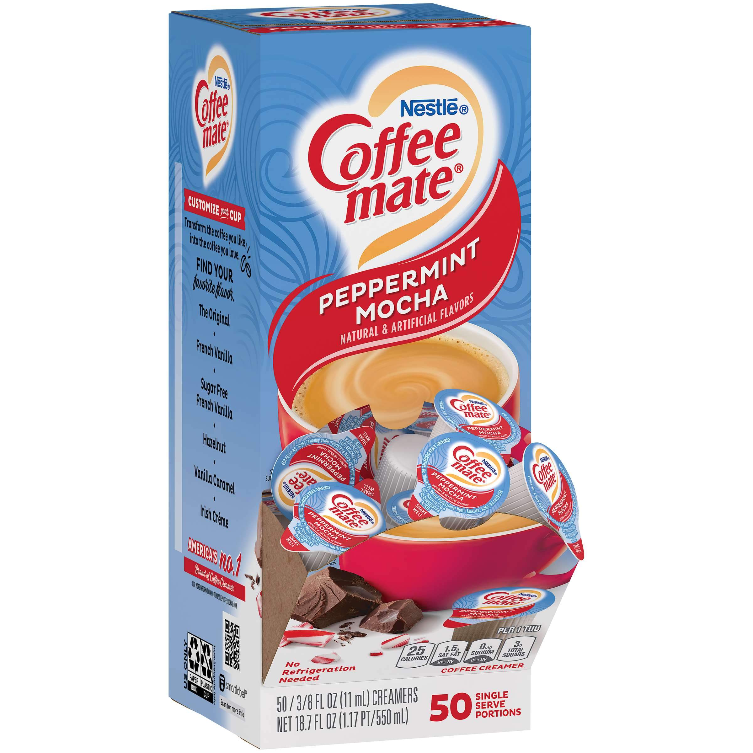 Coffee-Mate Single Serve Liquid Creamer Nestle Peppermint Mocha 50 Singles 