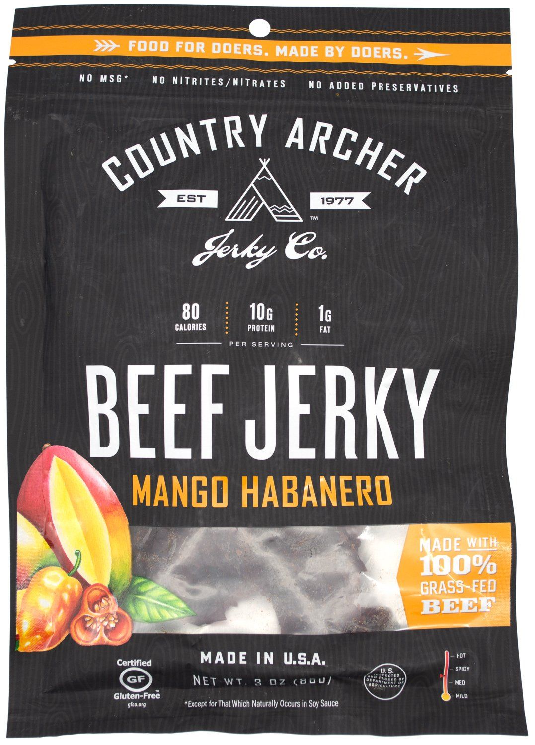 Country Archer Beef Jerky Country Archer Mango Habanero 3 Ounce 