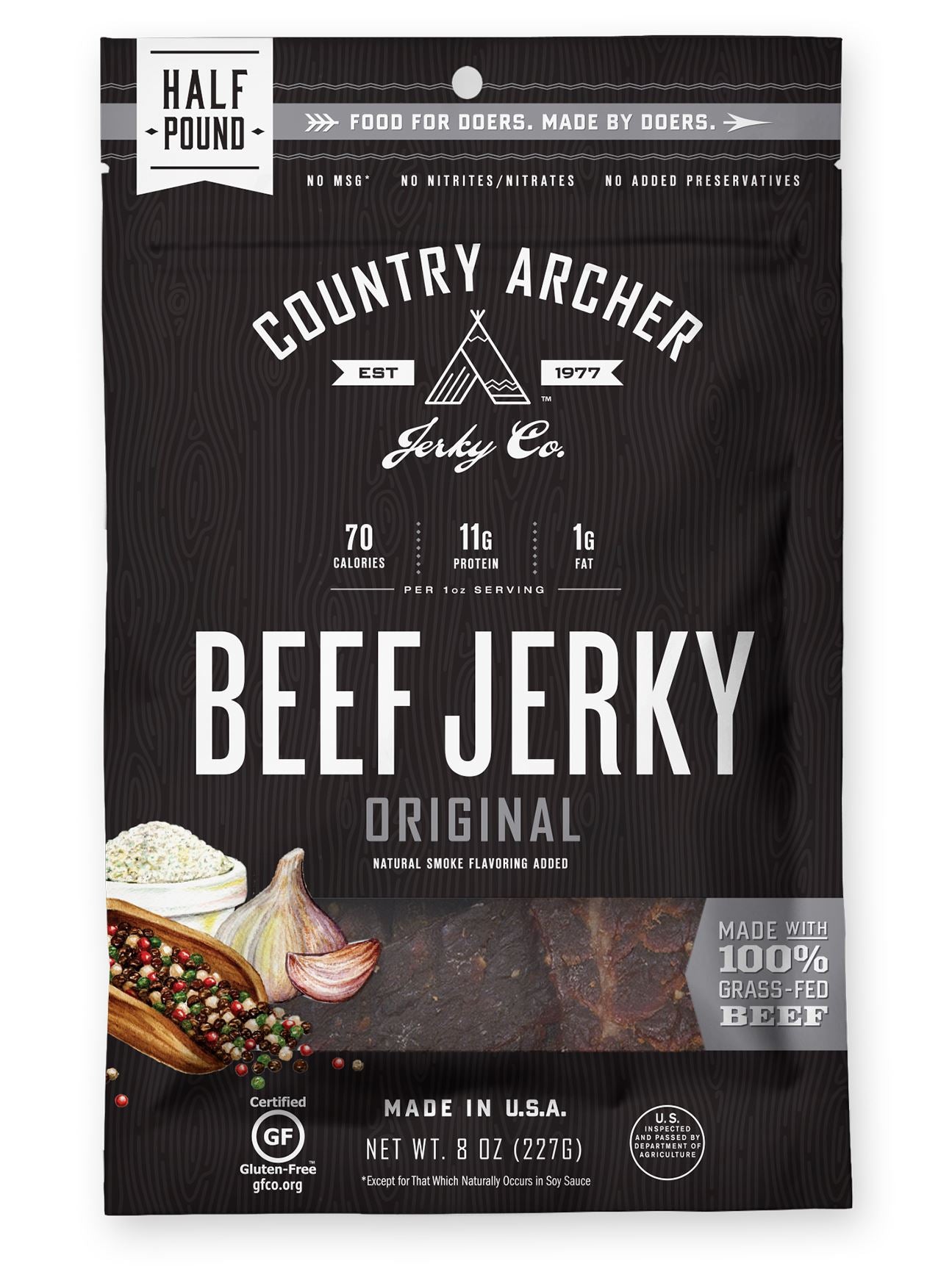 Country Archer Beef Jerky Country Archer Original 8 Ounce 