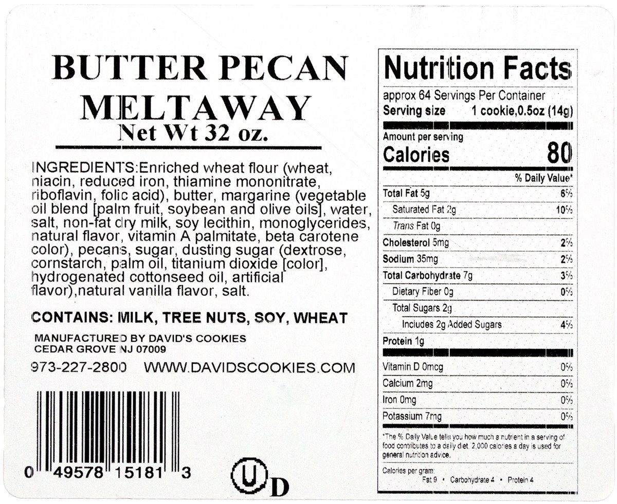 David's Cookies Butter Pecan Meltaways David's Cookies 